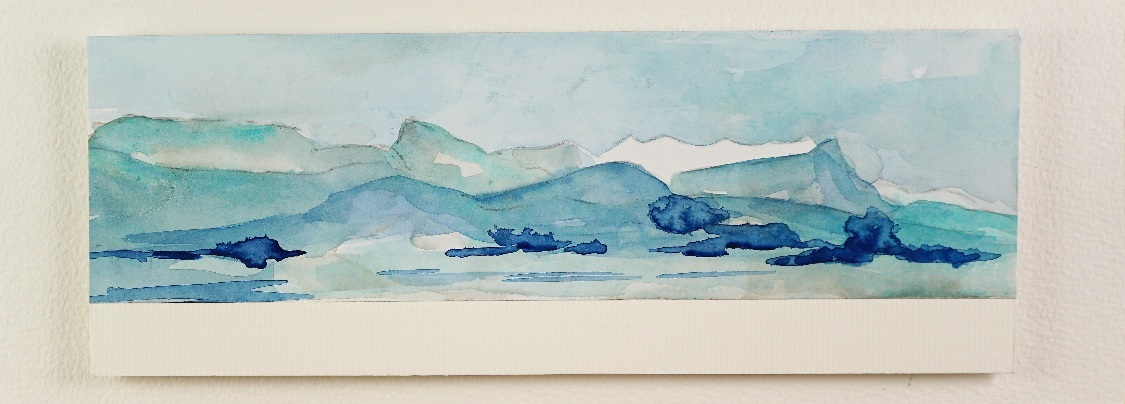 AQUARELLE-MONTAGNE 8(collé sur support bois)format 31x11.5 cm38€